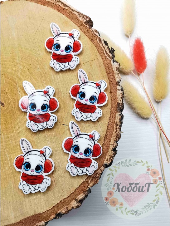 Кабошон-вырубка "Зайчик в наушниках" 2,8*3,8см. №6